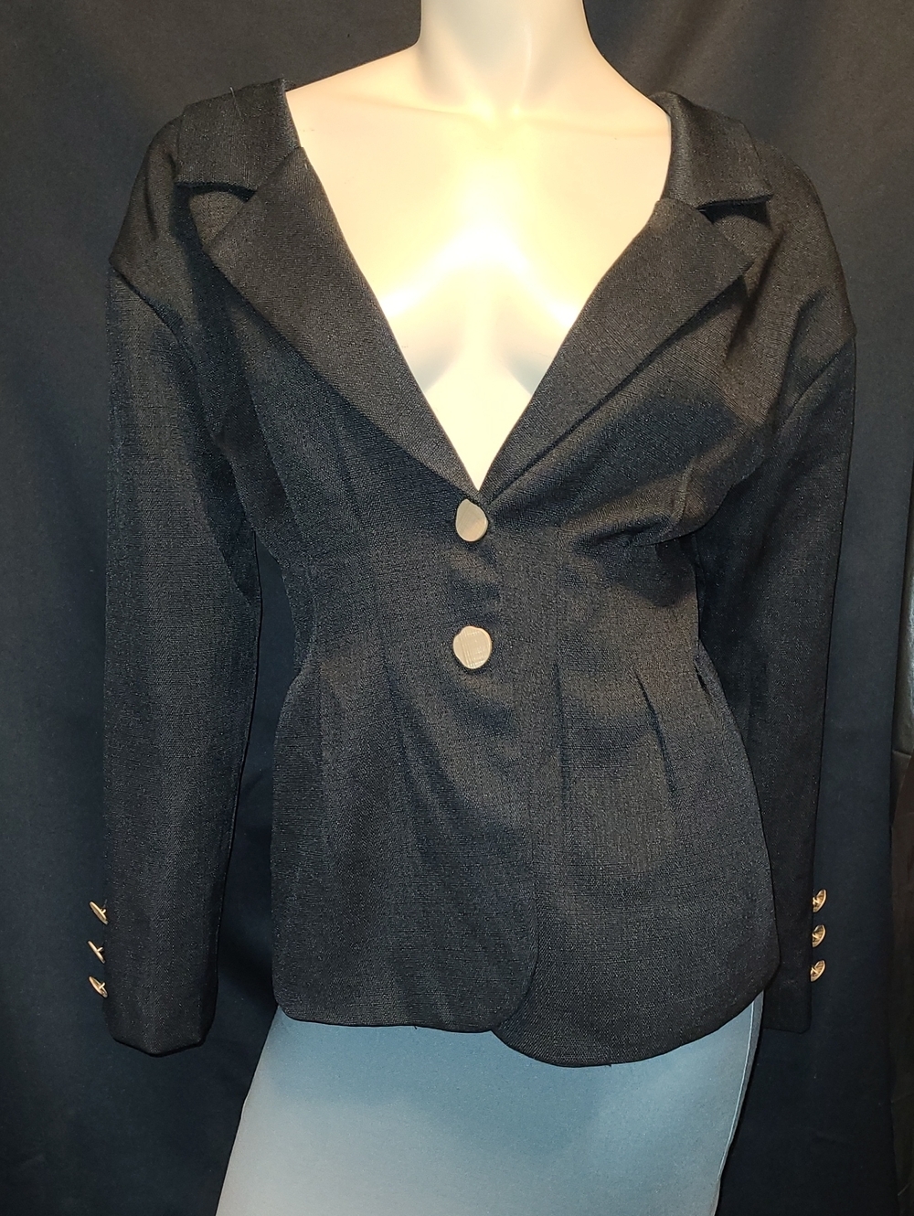 Black Women's Tailored Two-Button Blazer Jacket Size...Med?